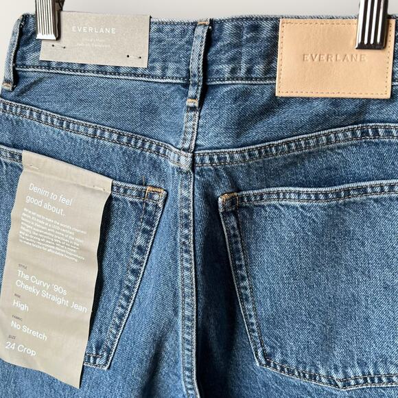 Everlane Curvy 90s Cheeky Straight Jeans | Waist 23 Crop | Blue Y2K Mom 80s 90s - Picture 9 of 11